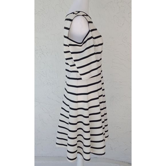 GABBY SKYE Striped Draped Sleeve Cold Shoulder Casual Dress Size 12 - Picture 3 of 9